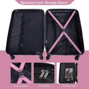 3 Piece ABS Lightweight Suitcase Luggage Sets with Two Hooks,TSA Lock