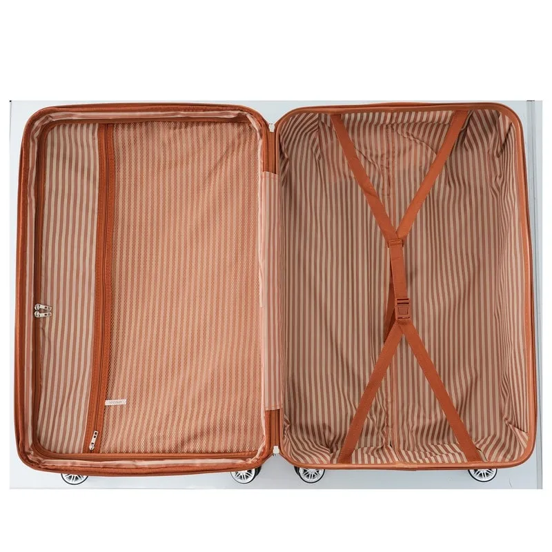 3 Piece double spinner Suitcase w/TSA Lock, Lightweight Hardshell Luggage Sets