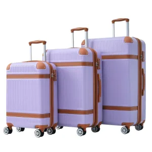 3 Piece double spinner Suitcase w/TSA Lock, Lightweight Hardshell Luggage Sets