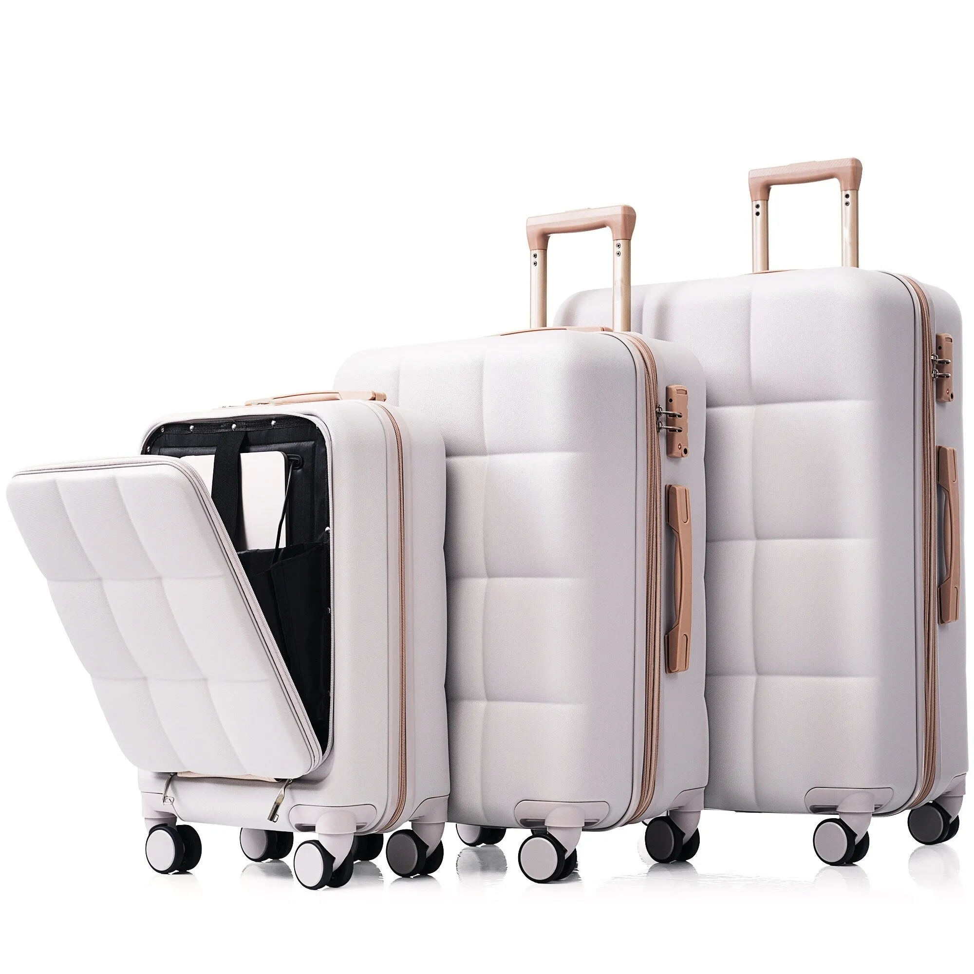 3 Piece Expandable Luggage Set with USB Port & Spinner and Cup Holder