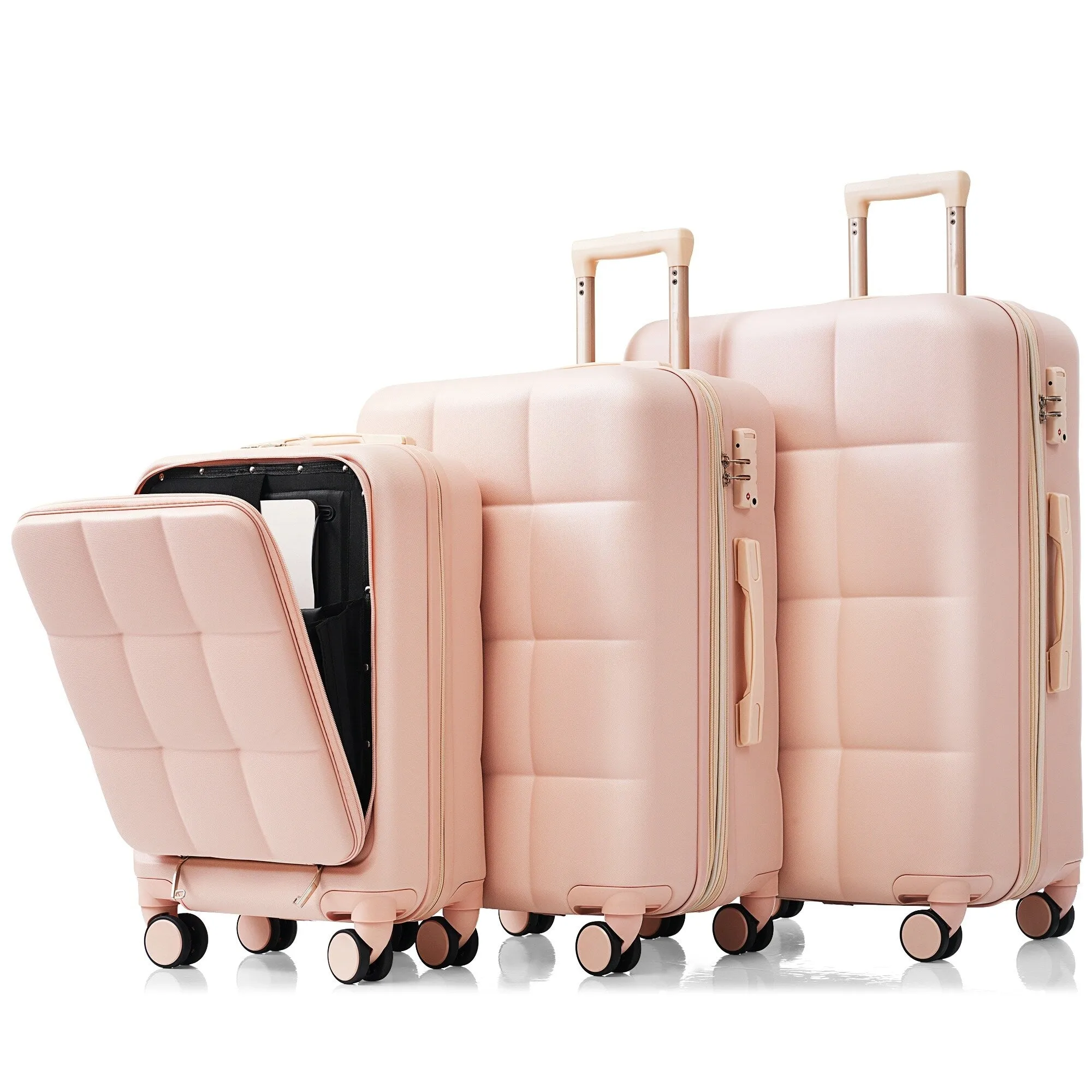 3 Piece Expandable Luggage Set with USB Port & Spinner and Cup Holder