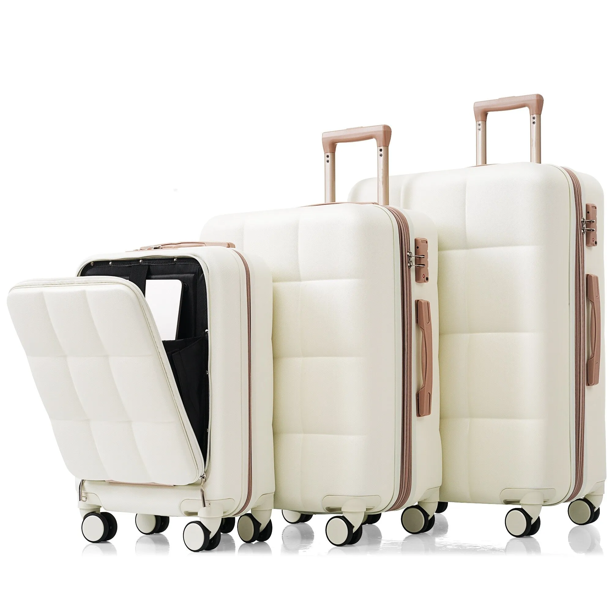 3 Piece Expandable Luggage Set with USB Port & Spinner and Cup Holder