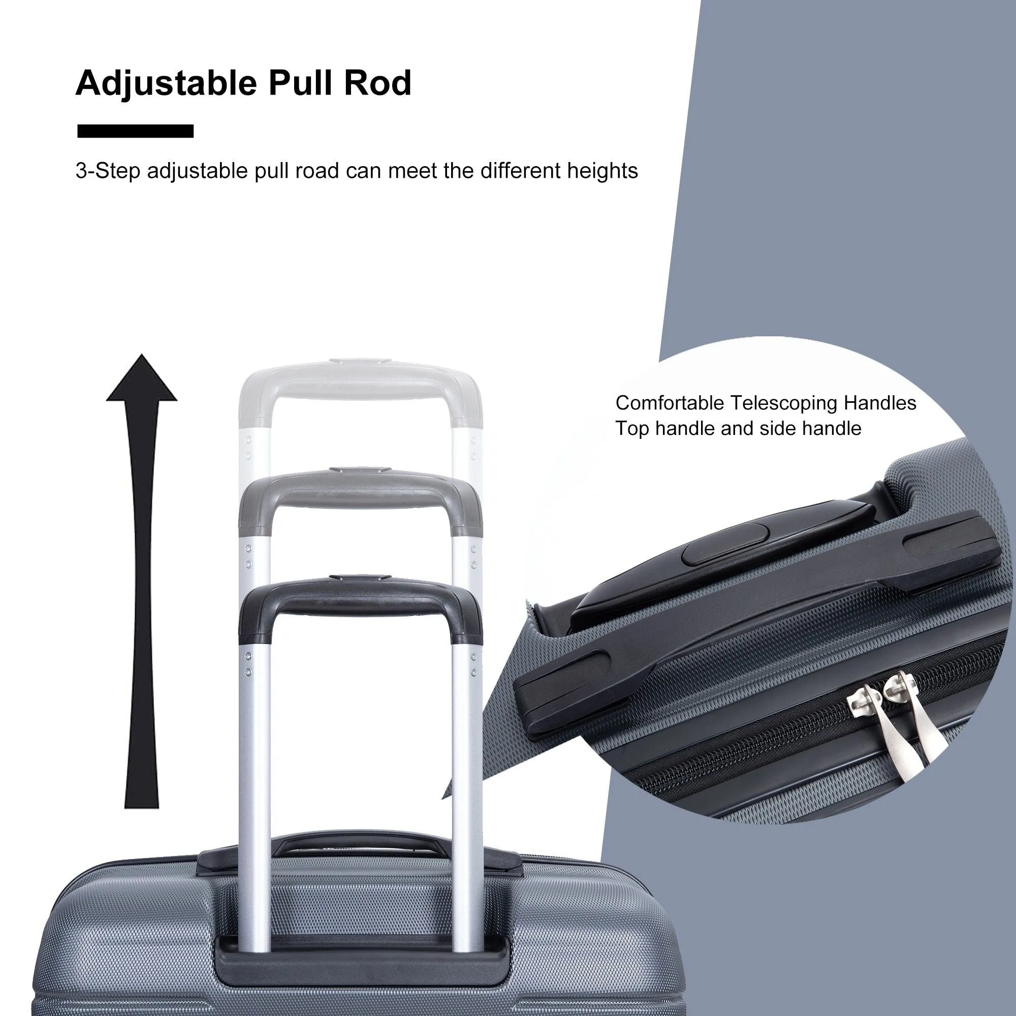 3-Piece Lightweight Luggage Set with TSA Lock and Spinner Wheels
