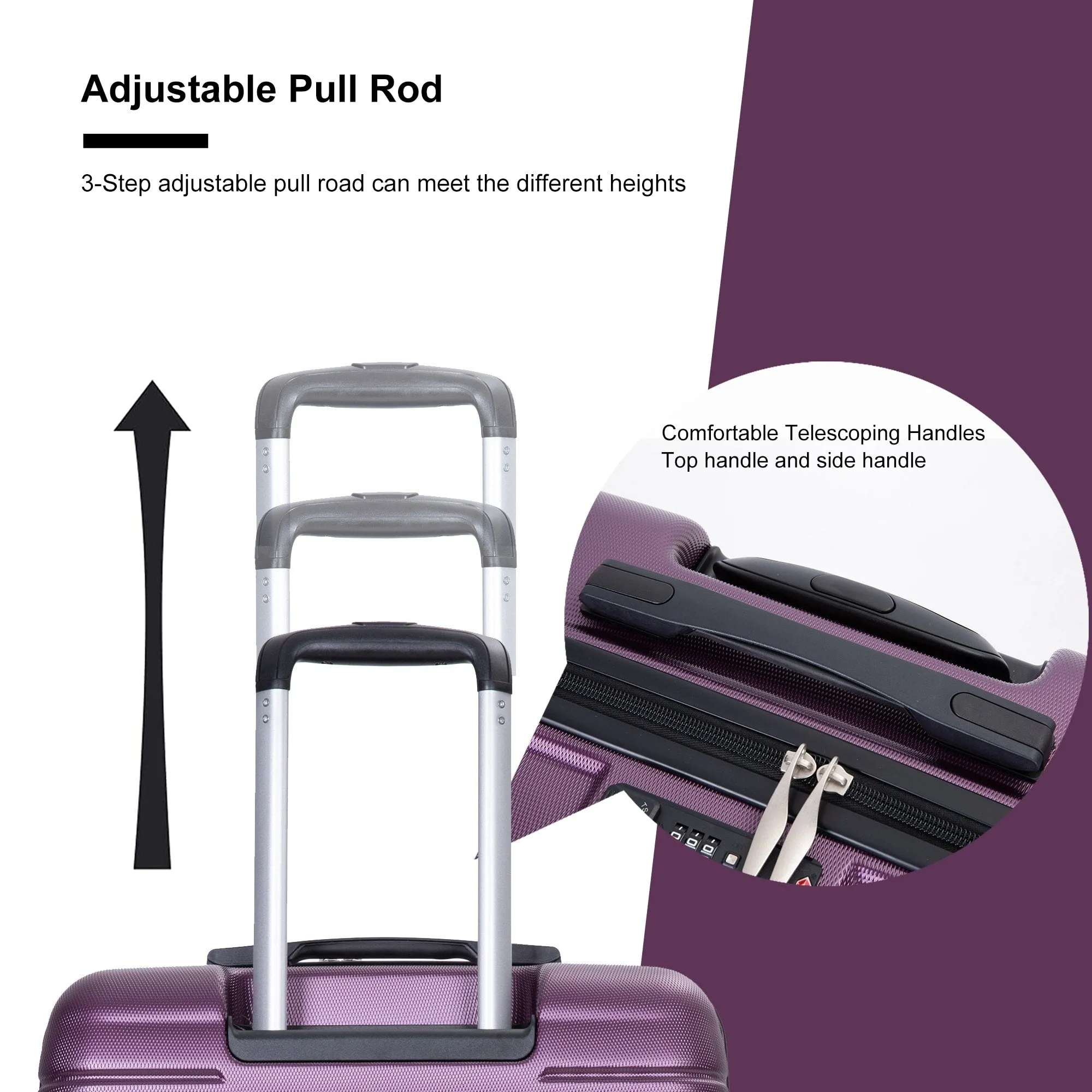 3-Piece Lightweight Luggage Set with TSA Lock and Spinner Wheels