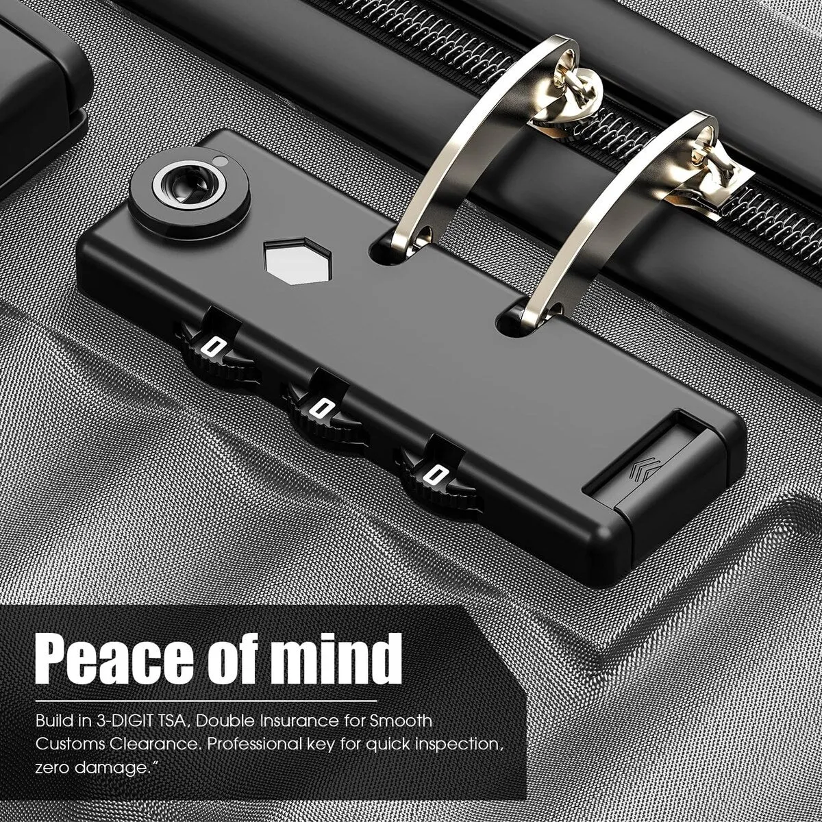 3 Piece Luggage Sets Hard Shell Luggage Sets with Spinner Wheels TSA Lock, 20in/24in/28in