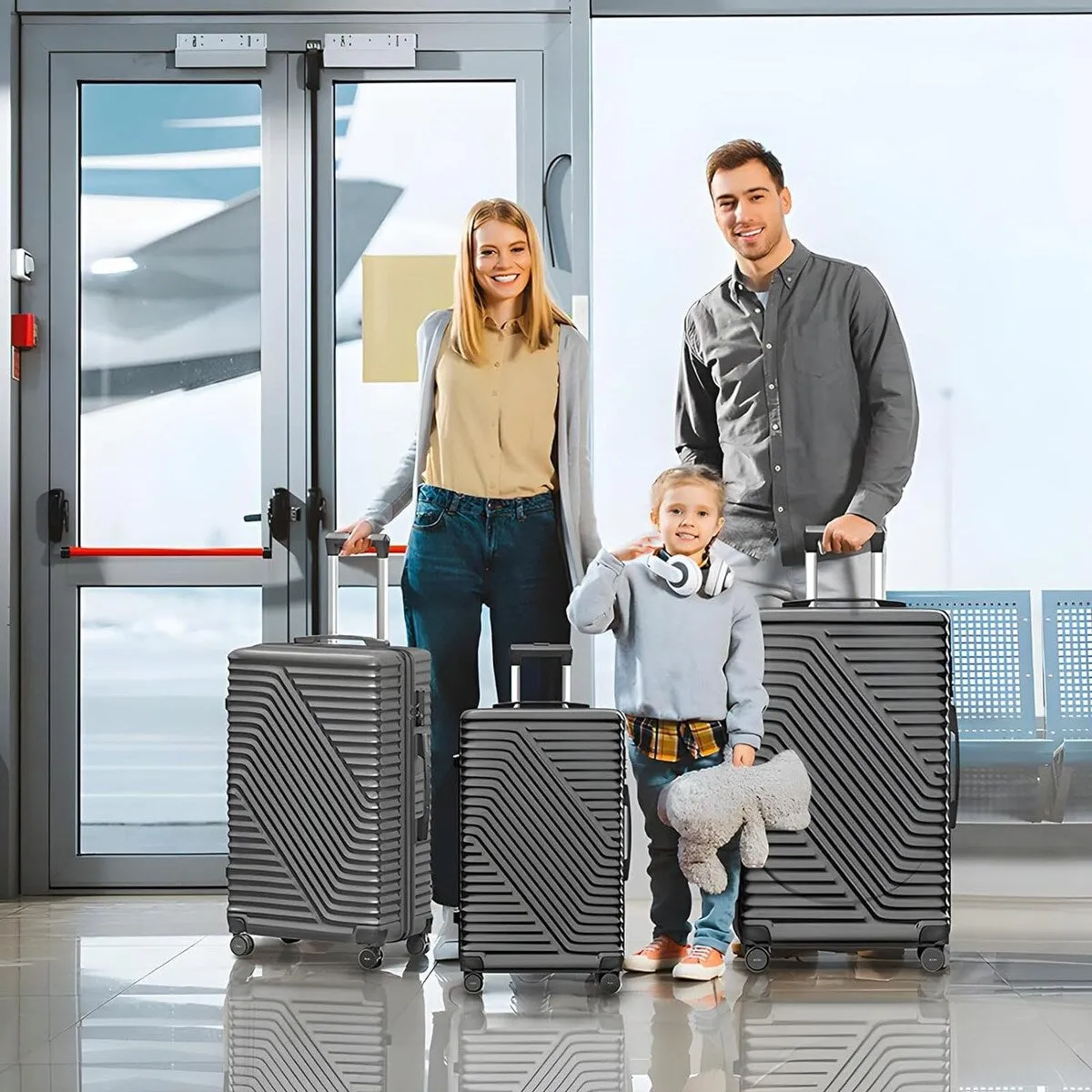 3 Piece Luggage Sets Hard Shell Luggage Sets with Spinner Wheels TSA Lock, 20in/24in/28in