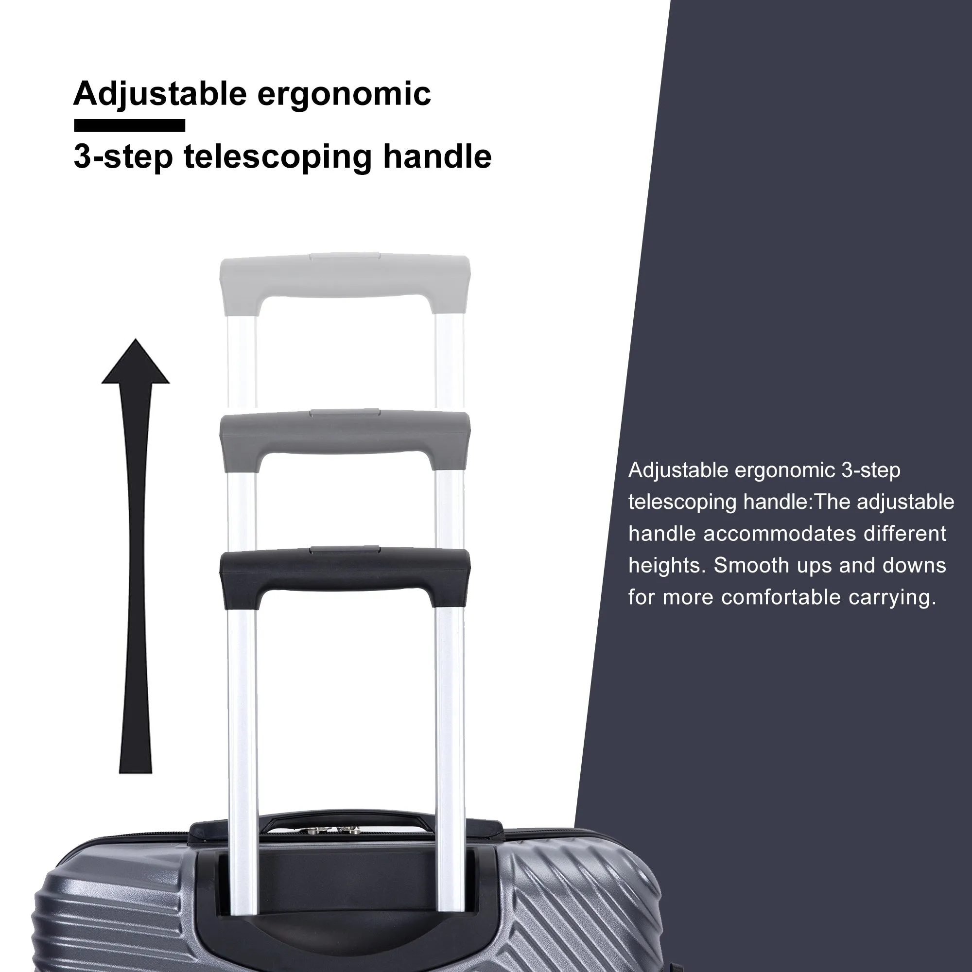 3 Piece Luggage Sets PC ABS Lightweight Suitcase with Two Hooks, Spinner Wheels, (20/24/28)