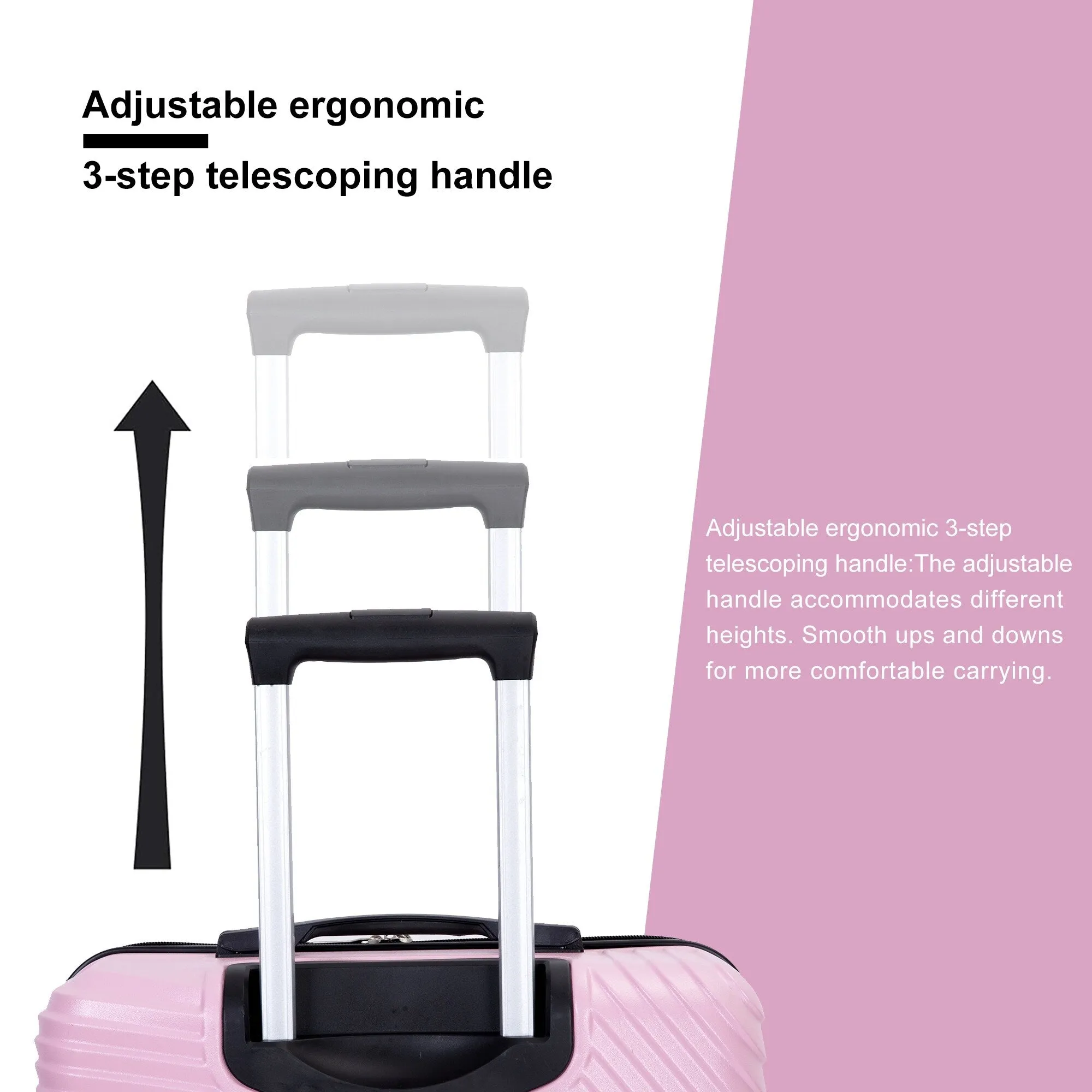 3 Piece Luggage Sets PC ABS Lightweight Suitcase with Two Hooks, Spinner Wheels, (20/24/28)
