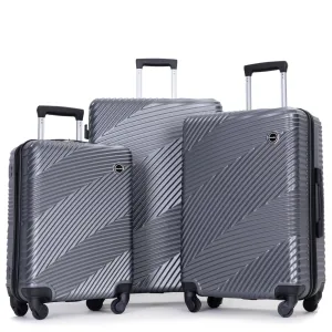 3 Piece Luggage Sets PC ABS Lightweight Suitcase with Two Hooks, Spinner Wheels, (20/24/28)