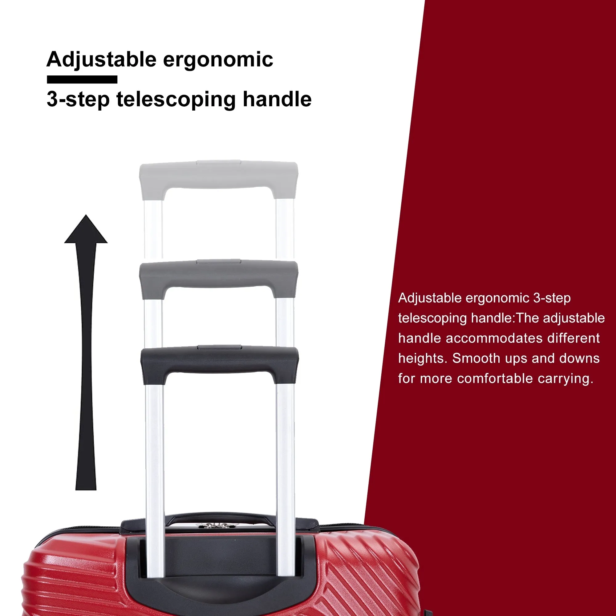 3 Piece Luggage Sets PC ABS Lightweight Suitcase with Two Hooks, Spinner Wheels, (20/24/28)