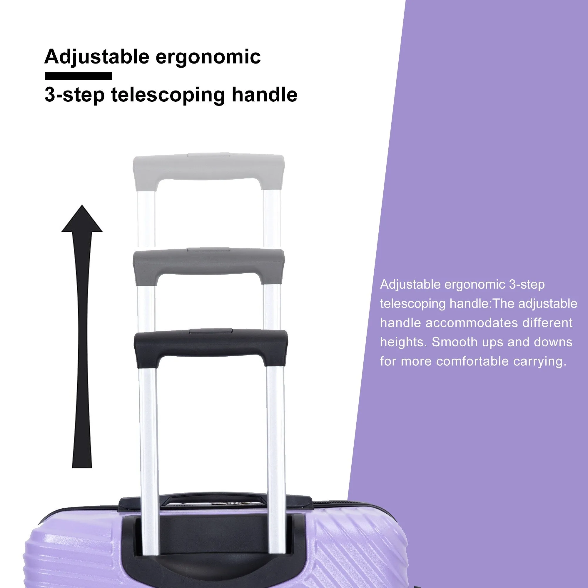 3 Piece Luggage Sets PC ABS Lightweight Suitcase with Two Hooks, Spinner Wheels, (20/24/28)
