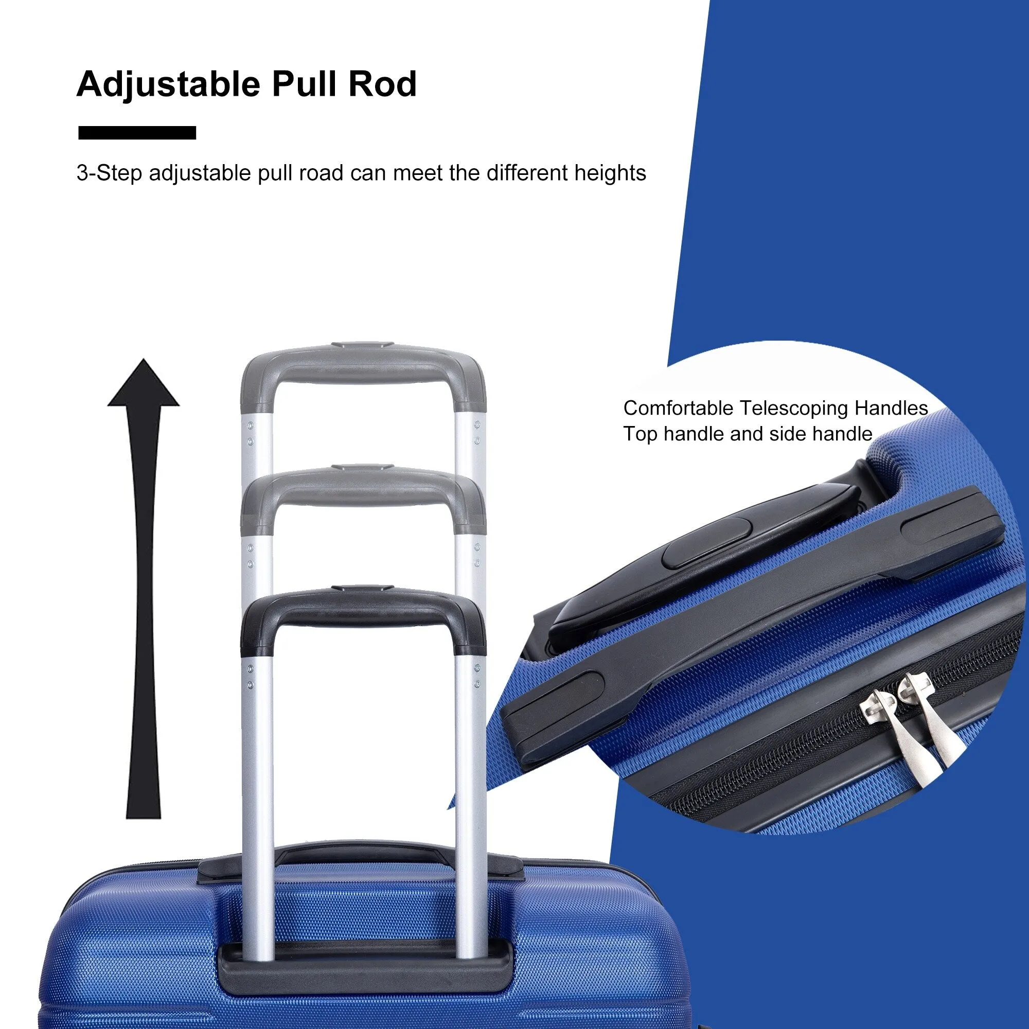 3 Piece Luggage Sets PC Lightweight & Durable Expandable Suitcase with Two Hooks, Spinner Wheels, TSA Lock, (21/25/29)