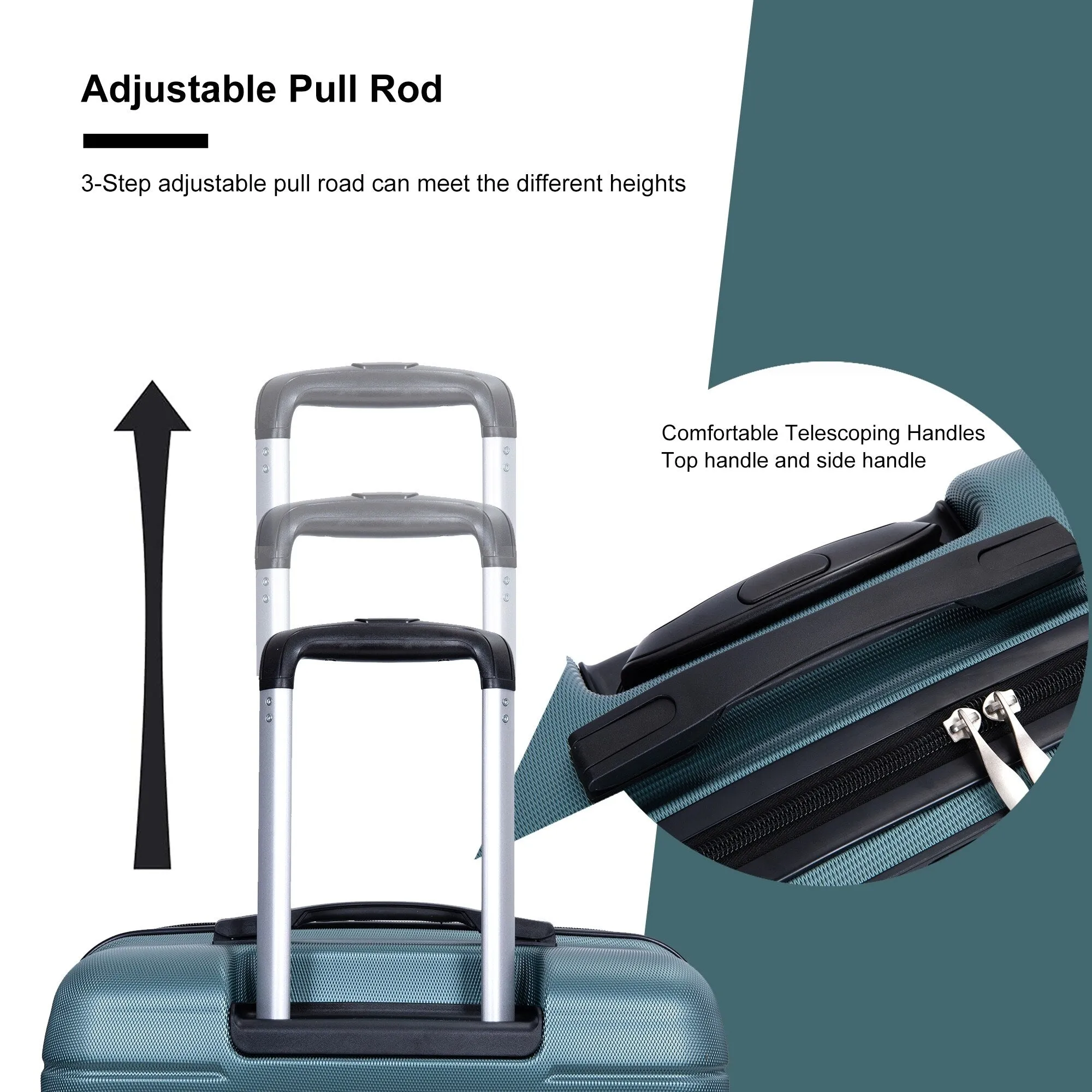 3 Piece Luggage Sets PC Lightweight & Durable Expandable Suitcase with Two Hooks, Spinner Wheels, TSA Lock, (21/25/29)