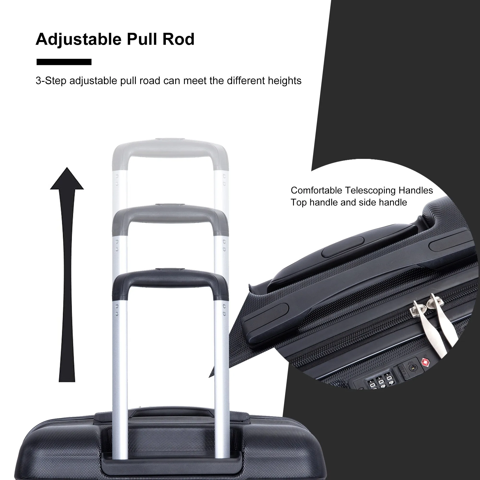 3 Piece Luggage Sets PC Lightweight & Durable Expandable Suitcase with Two Hooks, Spinner Wheels, TSA Lock, (21/25/29)