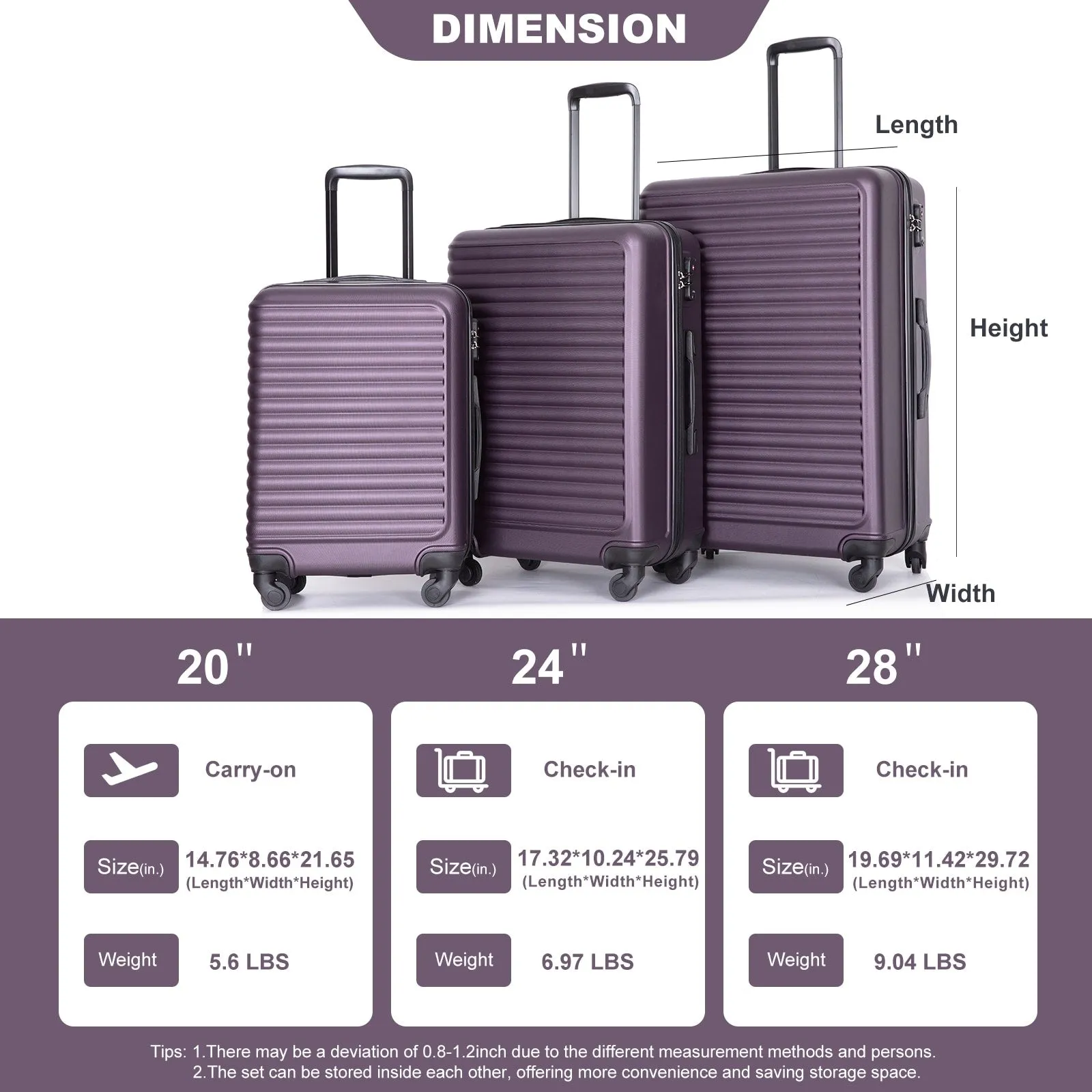 3 Piece Luggage Sets Suitcase/Trunk /Check-in Luggage /Carry-on Luggage