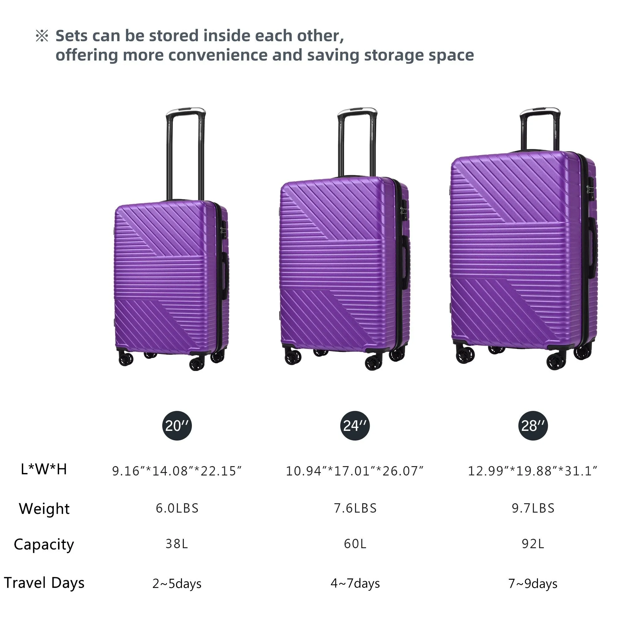 3 Piece Luggage Sets Suitcase/Trunk /Check-in Luggage /Carry-on Luggage