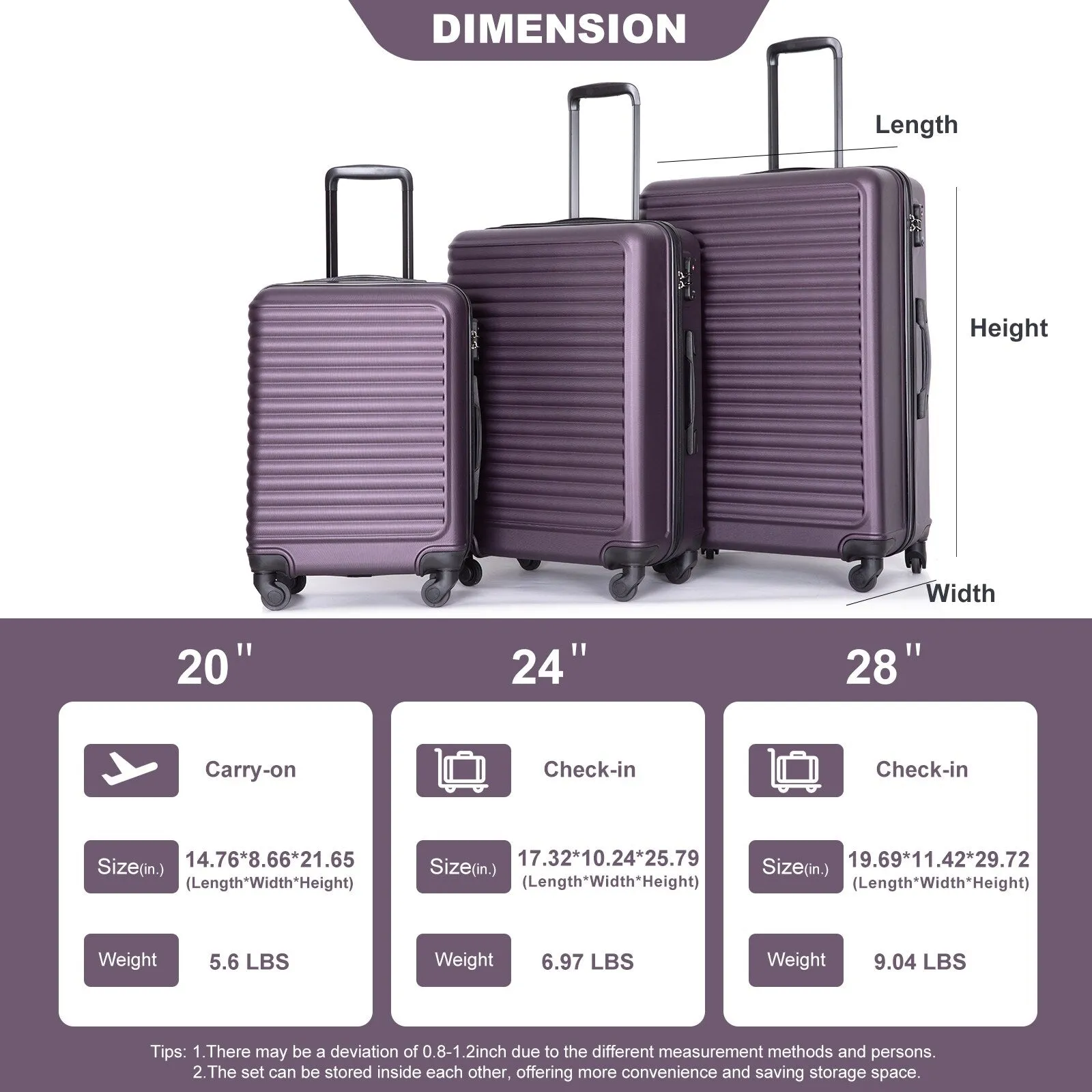 3 Piece Luggage Sets Suitcase/Trunk /Check-in Luggage /Carry-on Luggage