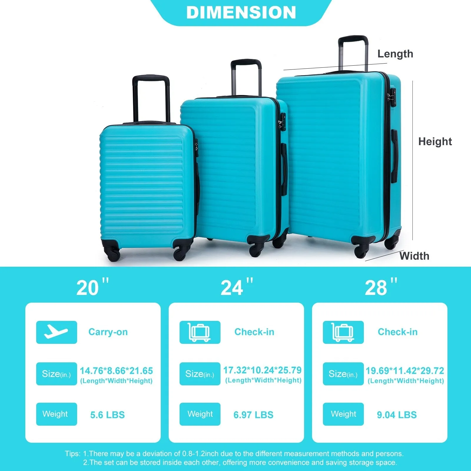 3 Piece Luggage Sets Suitcase/Trunk /Check-in Luggage /Carry-on Luggage