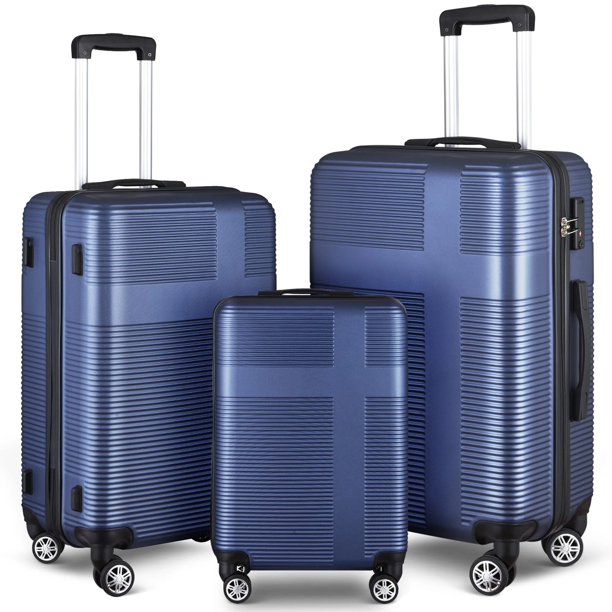 3 Piece Luggage with TSA Lock ABS, Durable Luggage Set, Lightweight Suitcase with Hooks, 20in/24in/28in