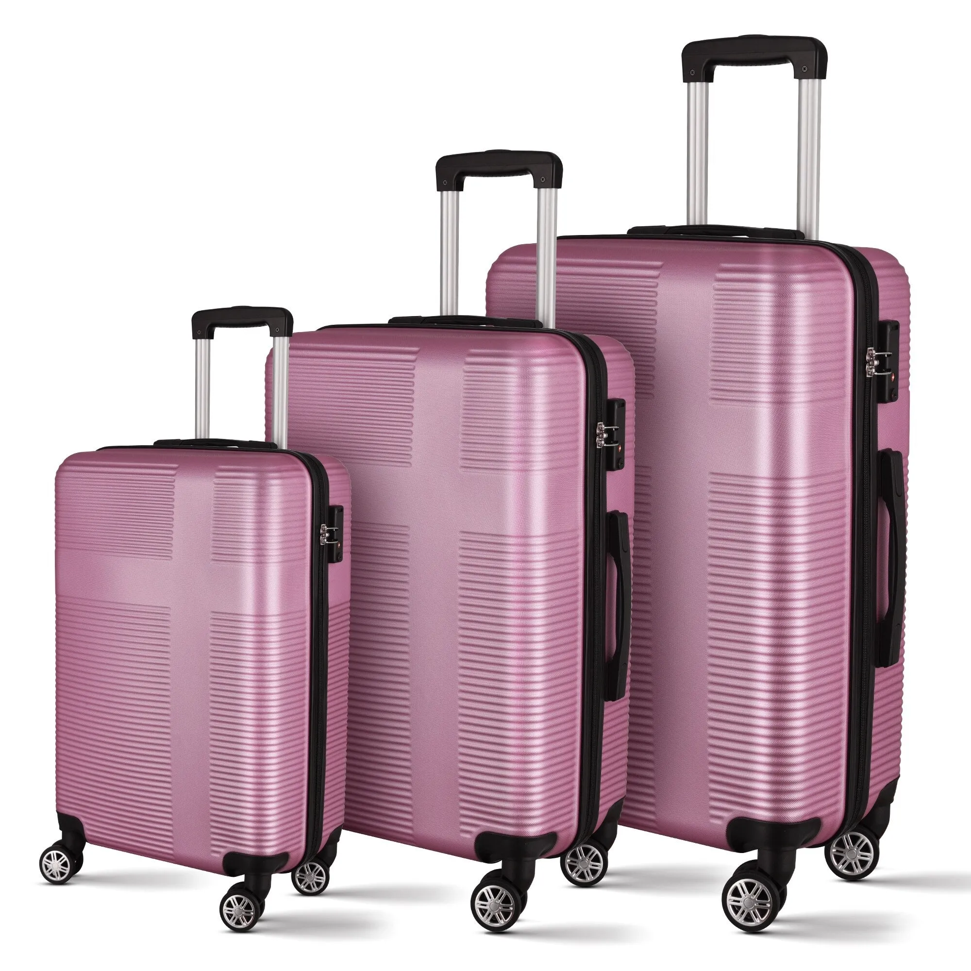 3 Piece Luggage with TSA Lock ABS, Durable Luggage Set, Lightweight Suitcase with Hooks, 20in/24in/28in