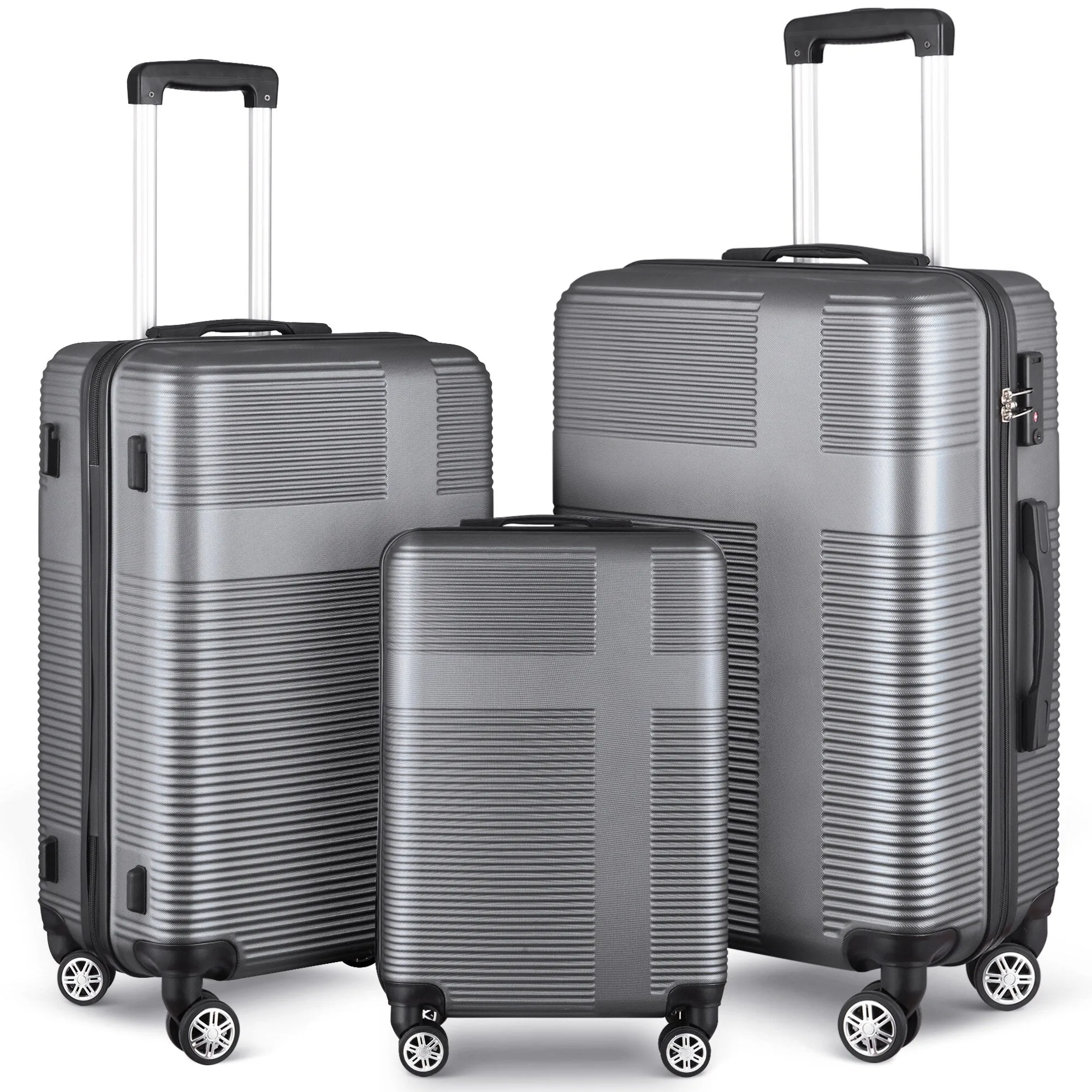 3 Piece Luggage with TSA Lock ABS, Durable Luggage Set, Lightweight Suitcase with Hooks, 20in/24in/28in