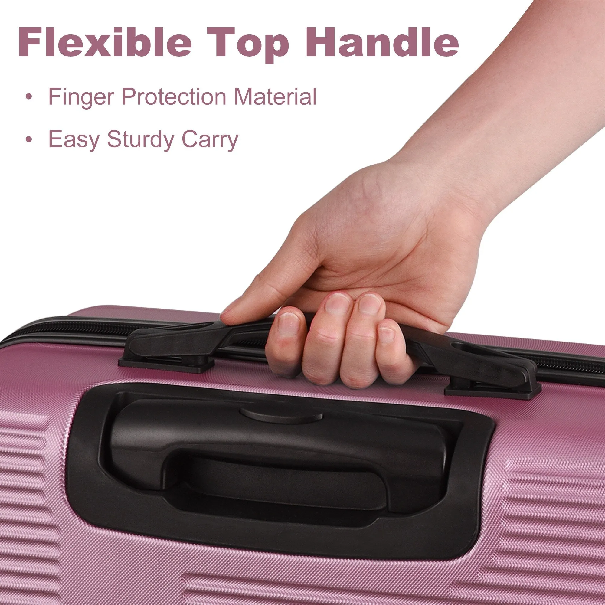 3 Piece Luggage with TSA Lock ABS, Durable Luggage Set, Lightweight Suitcase with Hooks, 20in/24in/28in