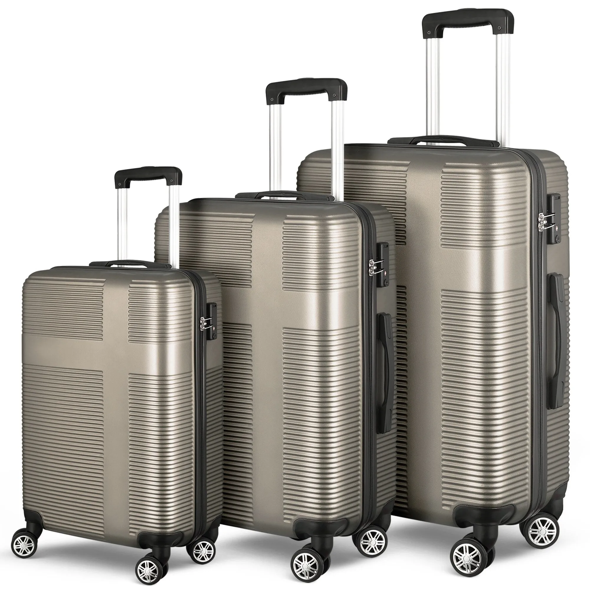 3 Piece Luggage with TSA Lock ABS, Durable Luggage Set, Lightweight Suitcase with Hooks, 20in/24in/28in