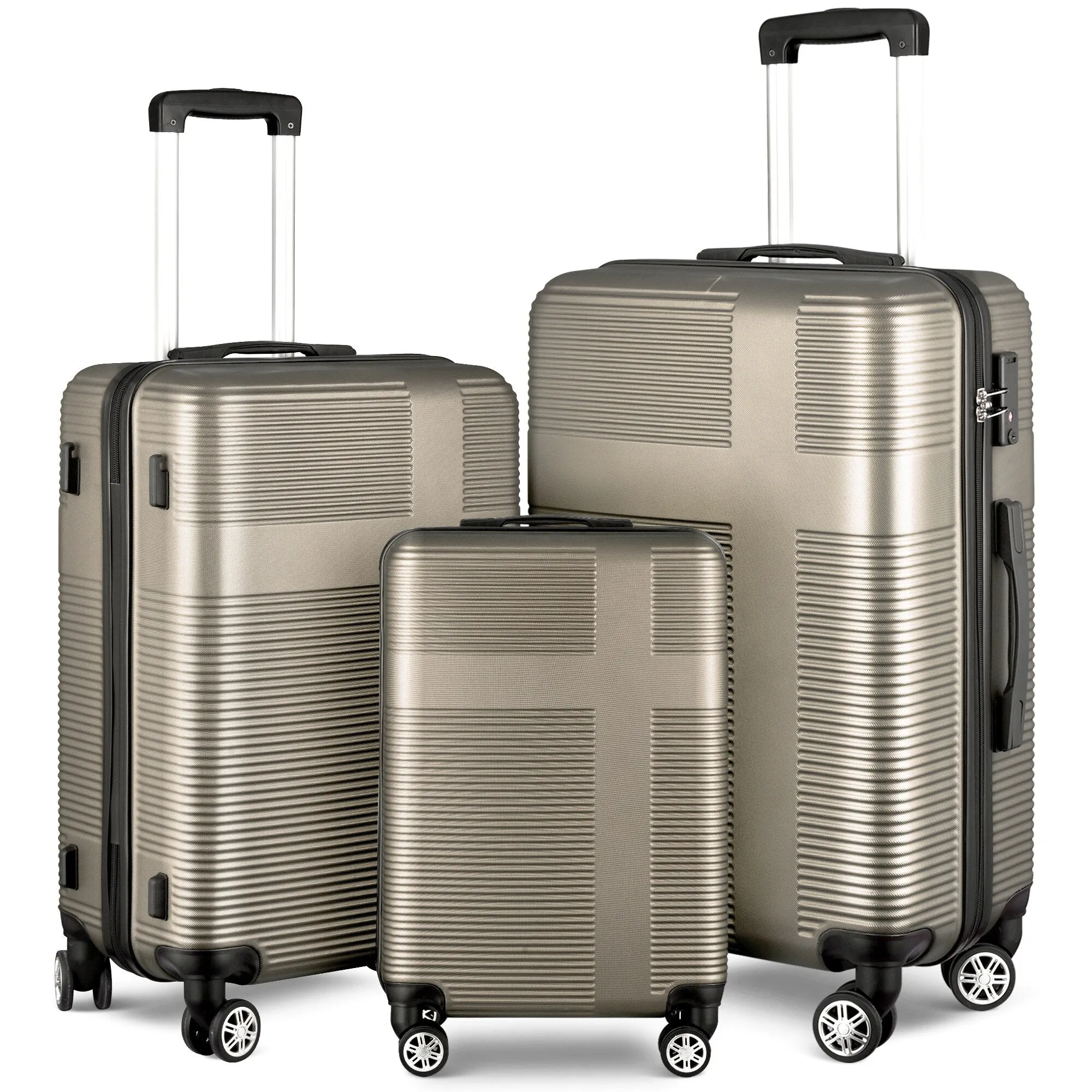 3 Piece Luggage with TSA Lock ABS, Durable Luggage Set, Lightweight Suitcase with Hooks, 20in/24in/28in