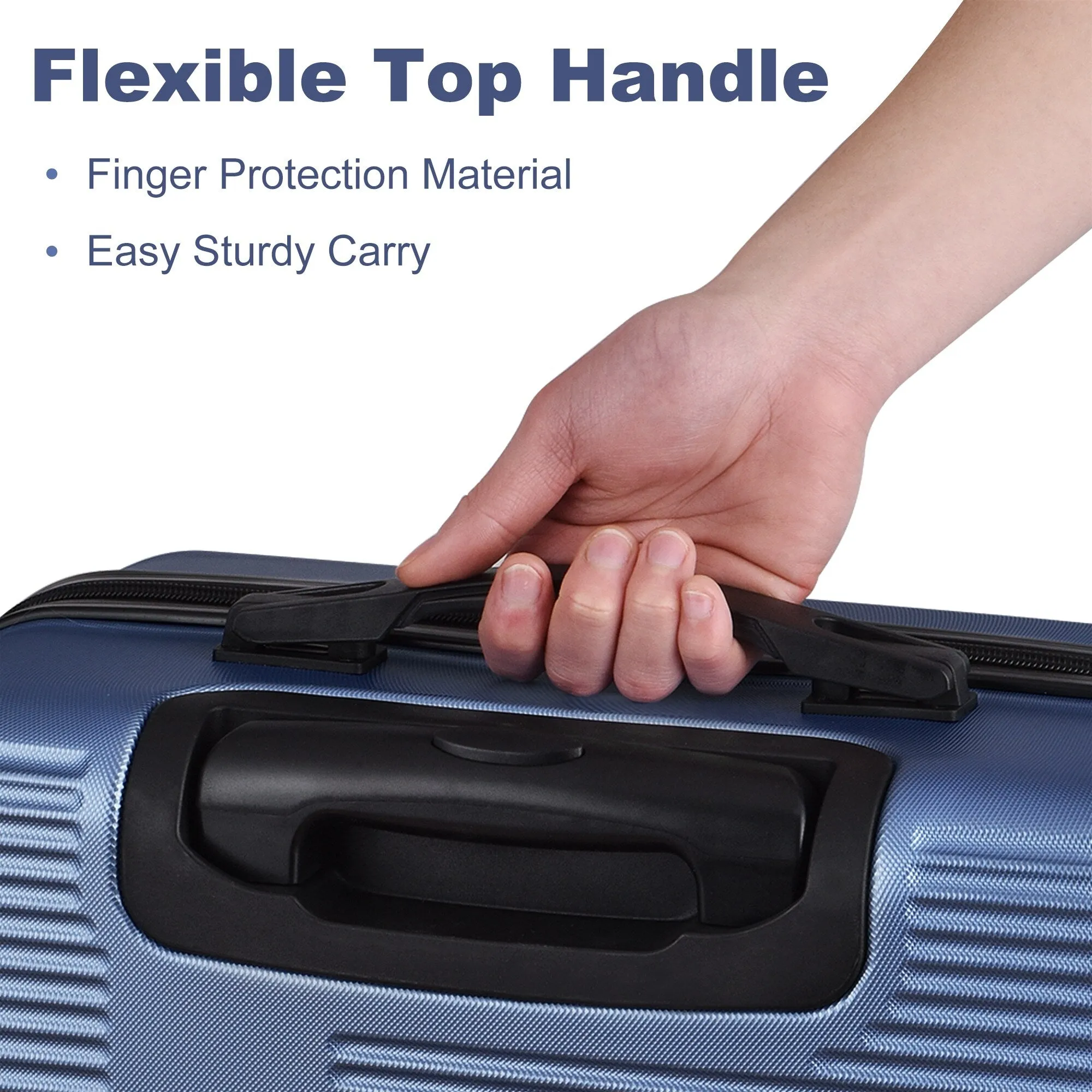 3 Piece Luggage with TSA Lock ABS, Durable Luggage Set, Lightweight Suitcase with Hooks, 20in/24in/28in