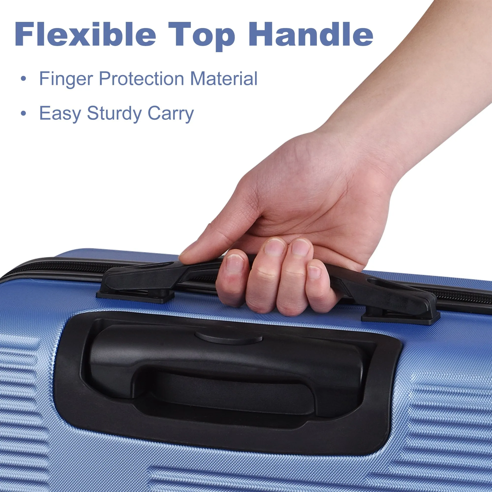 3 Piece Luggage with TSA Lock ABS, Durable Luggage Set, Lightweight Suitcase with Hooks, 20in/24in/28in