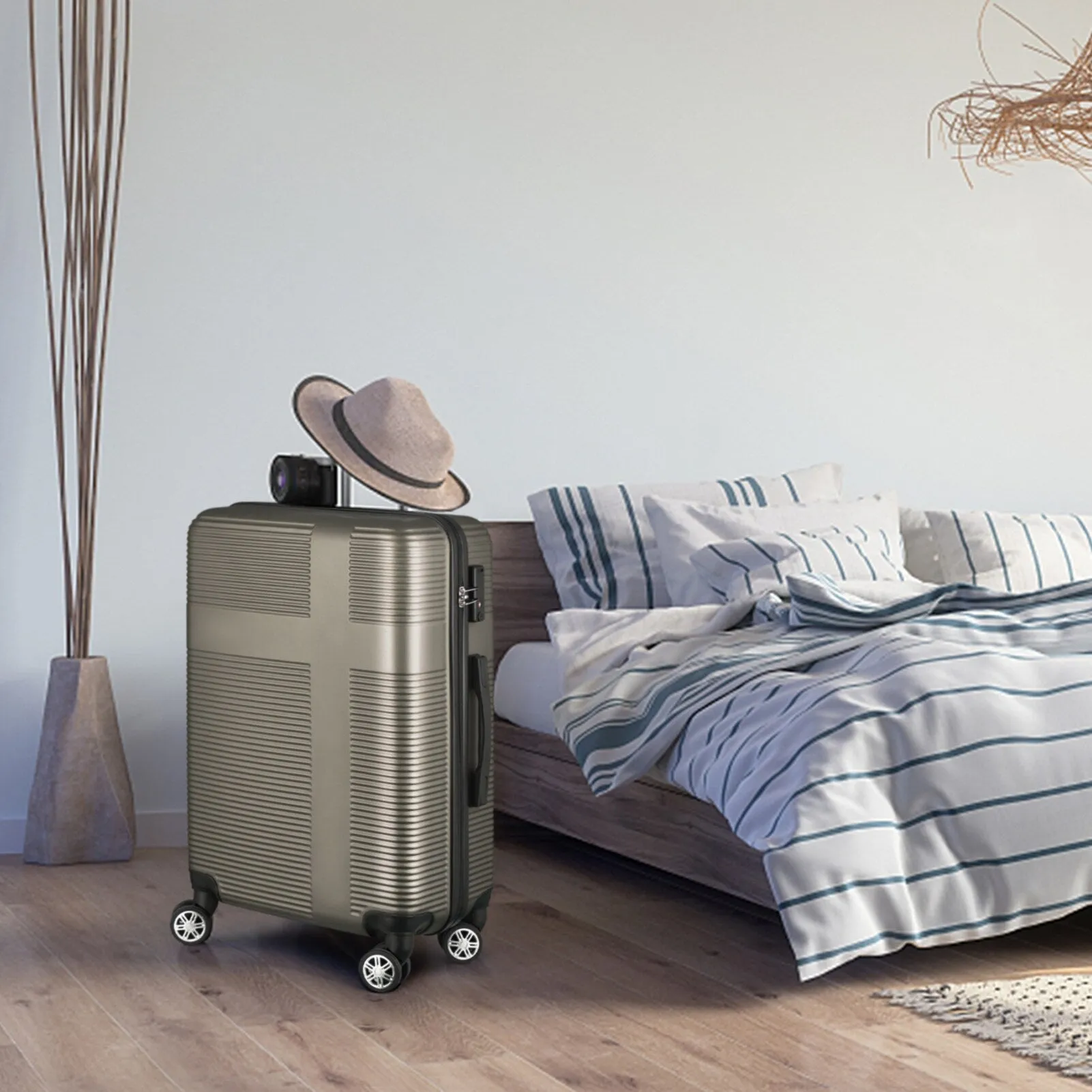 3 Piece Luggage with TSA Lock ABS, Durable Luggage Set