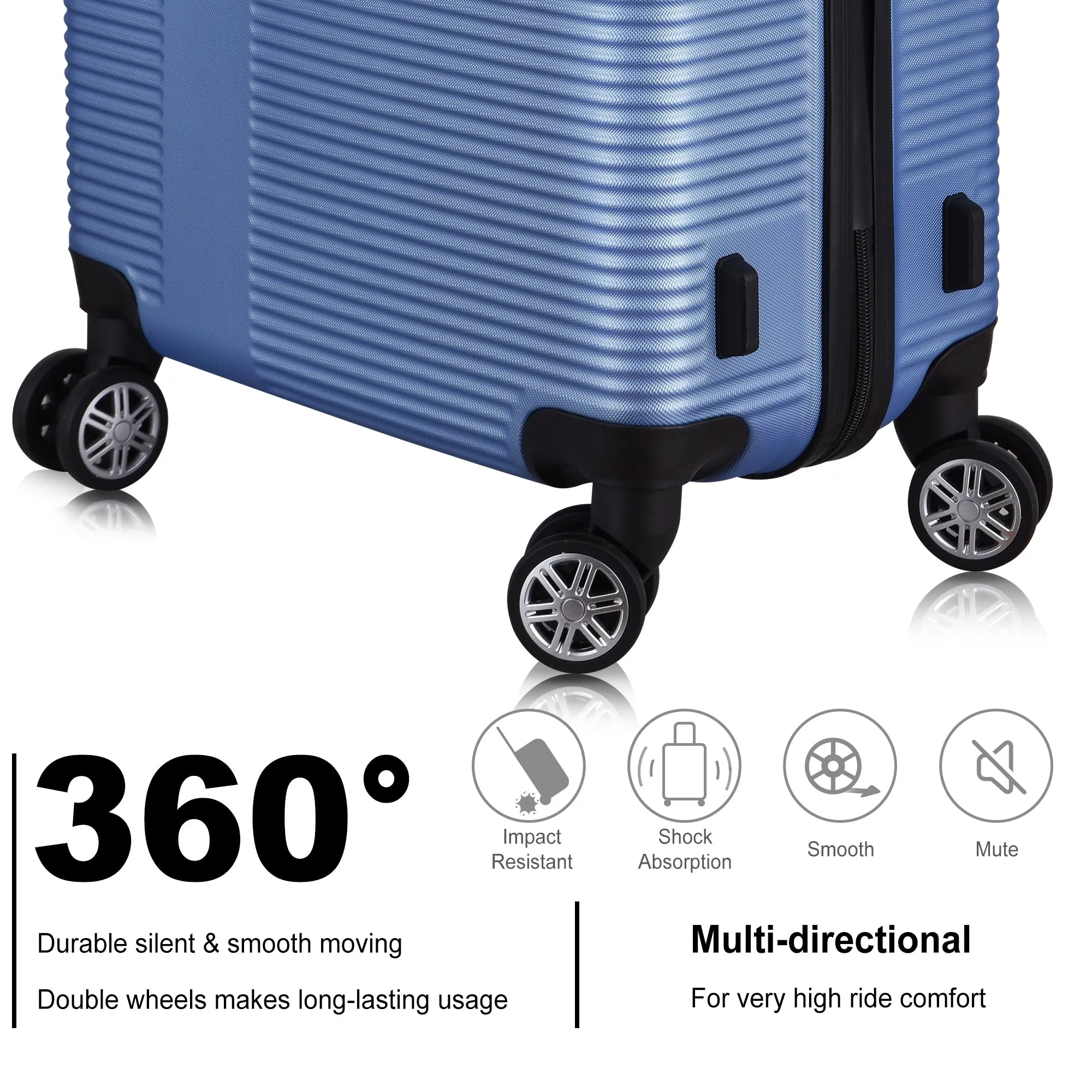 3 Piece Luggage with TSA Lock ABS, Durable Luggage Set