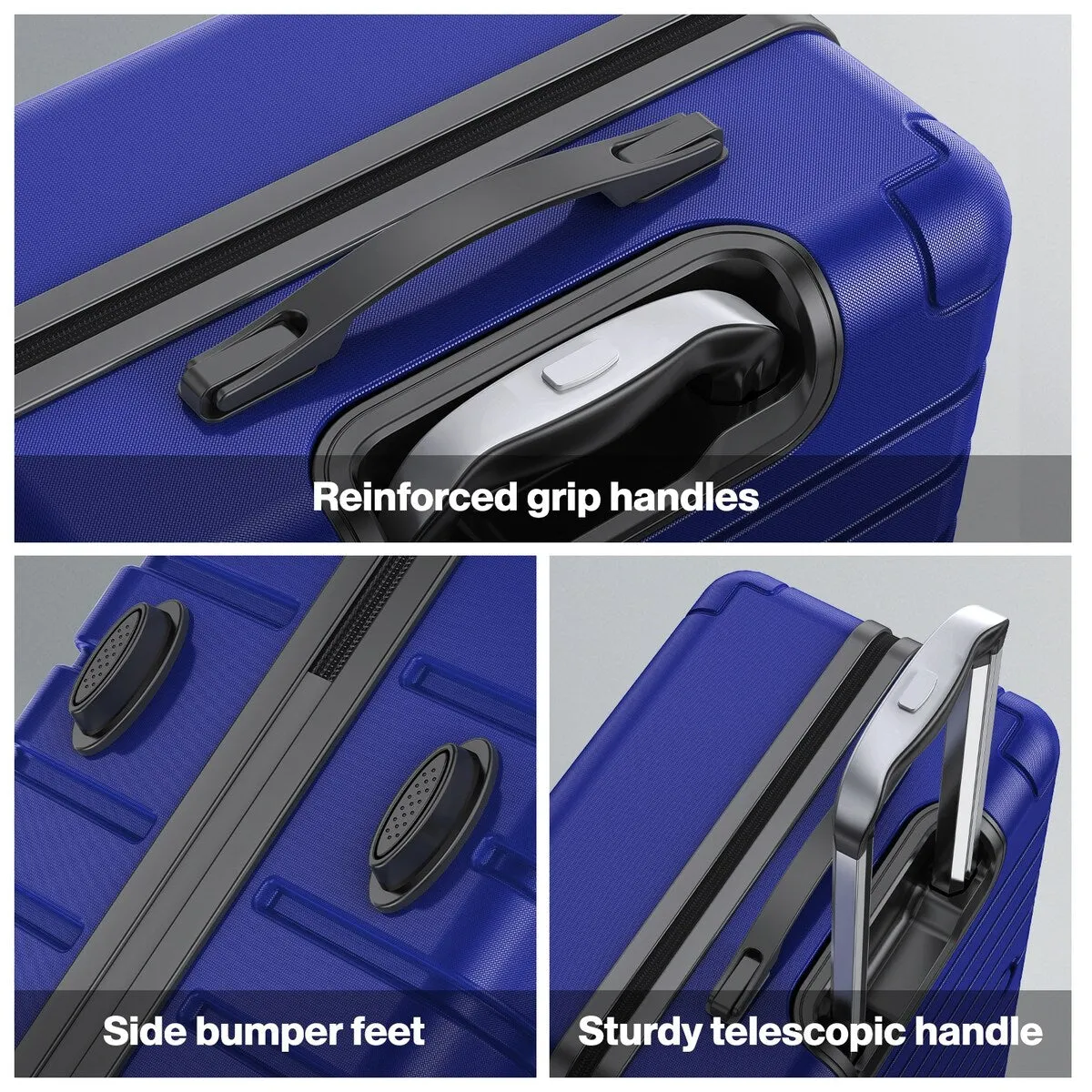 3 Piece PC ABS Hardside Checked Spinner Luggage Set