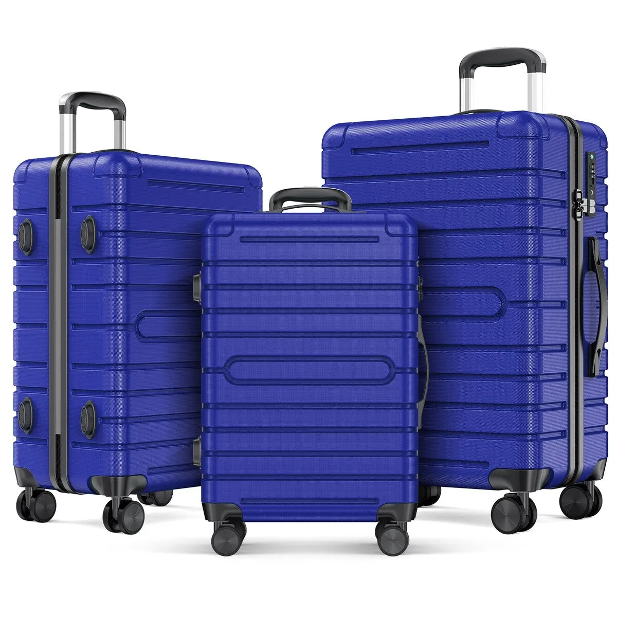 3 Piece PC ABS Hardside Checked Spinner Luggage Set