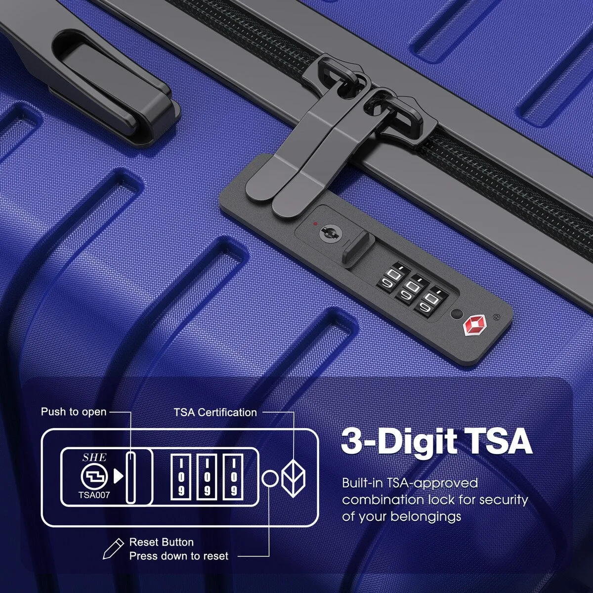 3 Piece PC ABS Hardside Checked Spinner Luggage Set