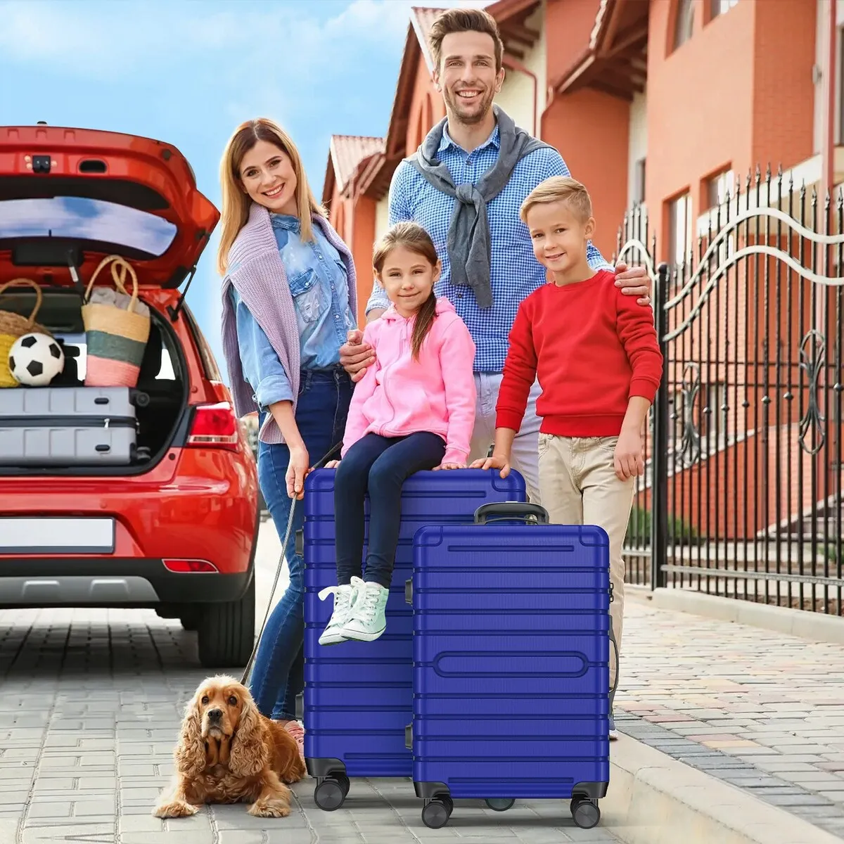 3 Piece PC ABS Hardside Checked Spinner Luggage Set