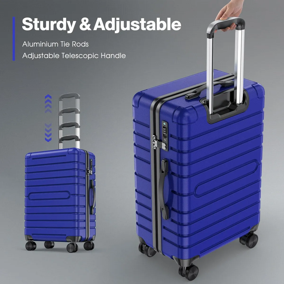 3 Piece PC ABS Hardside Checked Spinner Luggage Set