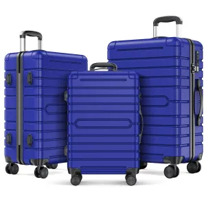 3 Piece PC ABS Hardside Checked Spinner Luggage Set