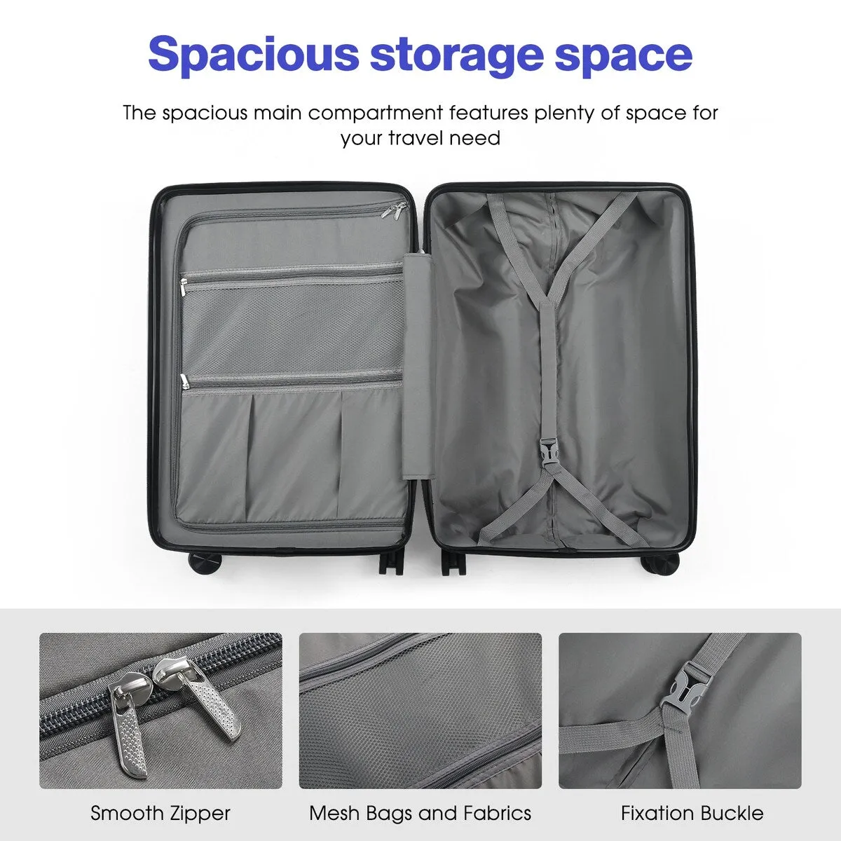 3 Piece PC ABS Hardside Checked Spinner Luggage Set