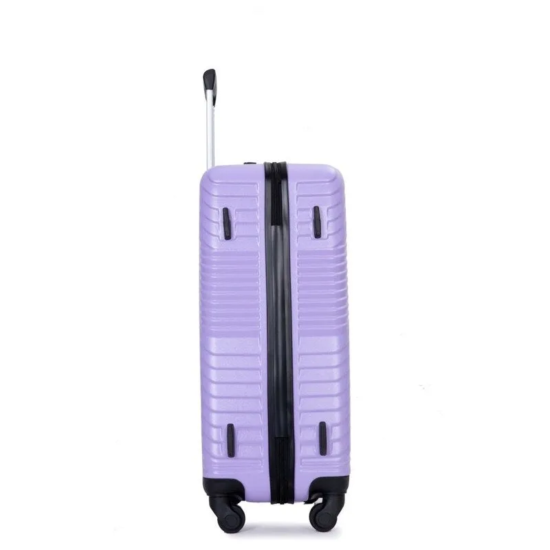 3 Piece PC ABS Suitcase Luggage Sets with Two Hooks and Spinner Wheels,Light Purple