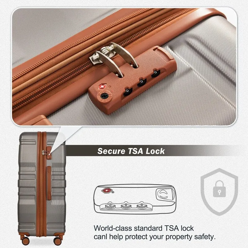 3pcs 20'' 24'' 28'' Luggage Sets, ABS Hardshell Luggage, Lightweight Suitcase Sets, Trunk with TSA Lock and Spinner Wheels
