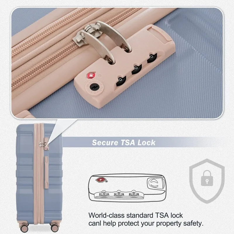 3pcs 20'' 24'' 28'' Luggage Sets, ABS Hardshell Luggage, Lightweight Suitcase Sets, Trunk with TSA Lock and Spinner Wheels