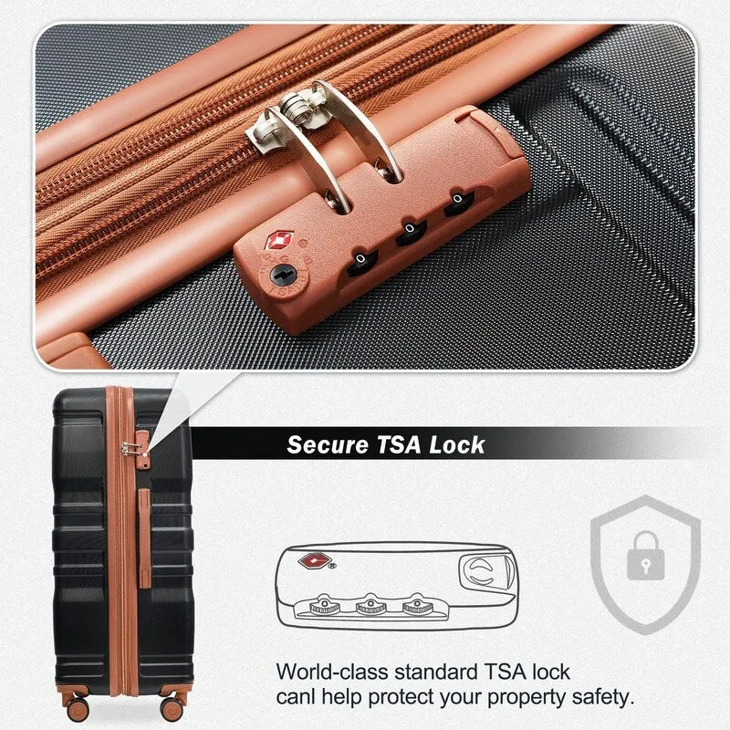 3pcs 20'' 24'' 28'' Luggage Sets, ABS Hardshell Luggage, Lightweight Suitcase Sets, Trunk with TSA Lock and Spinner Wheels