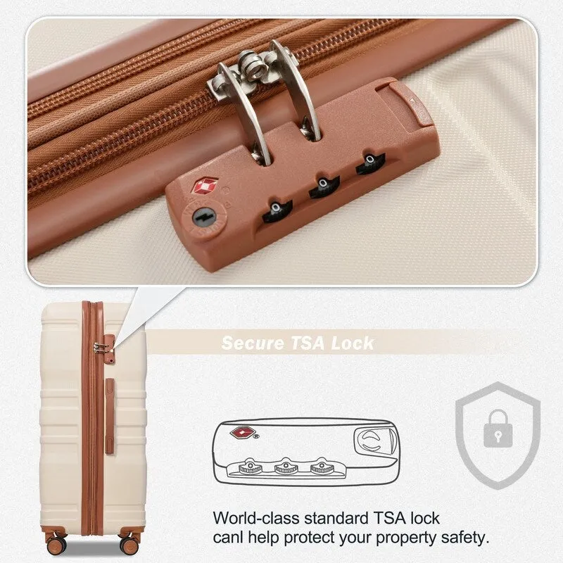 3pcs 20'' 24'' 28'' Luggage Sets, ABS Hardshell Luggage, Lightweight Suitcase Sets, Trunk with TSA Lock and Spinner Wheels