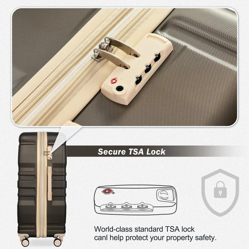 3pcs 20'' 24'' 28'' Luggage Sets, ABS Hardshell Luggage, Lightweight Suitcase Sets, Trunk with TSA Lock and Spinner Wheels