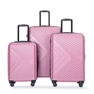 3PCS ABS Lightweight Suitcase Luggage Set with Two Hooks and TSA Lock