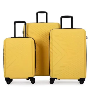 3PCS ABS Lightweight Suitcase Luggage Set with Two Hooks and TSA Lock