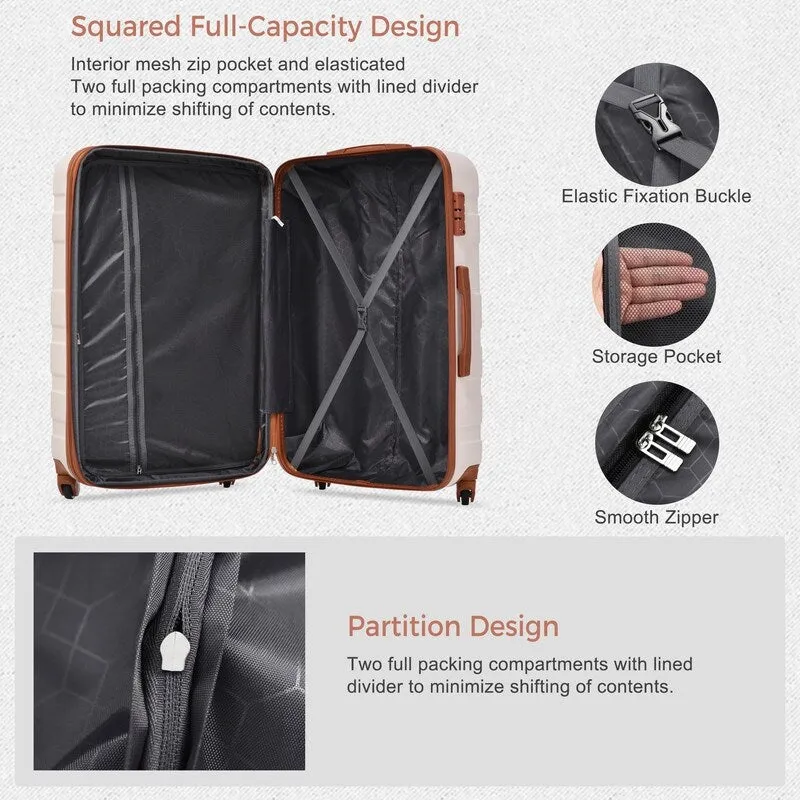 3pcs Hardshell Luggage Sets Lightweight Expandable Suitcase