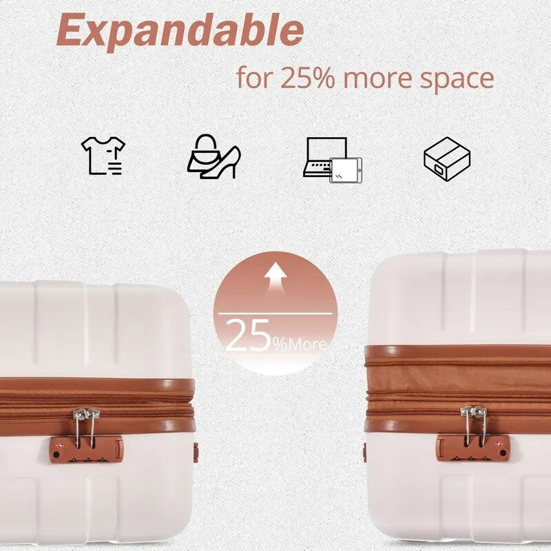3pcs Hardshell Luggage Sets Lightweight Expandable Suitcase
