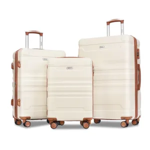 3Pcs Luggage Sets ABS Hardshell Durable Suitcase Sets with Spinner Wheels and TSA Lock